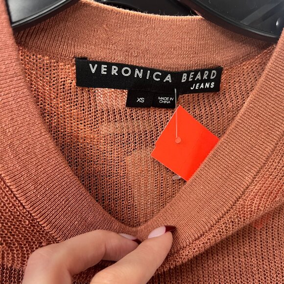 $330 Veronica Beard Brown Knit Kellen Twist Linen Sweater Tank Top size XS - Picture 8 of 9